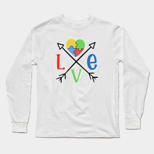 Love Puzzle Piece Autism Awareness Gift for Birthday, Mother's Day, Thanksgiving, Christmas Long Sleeve T-Shirt